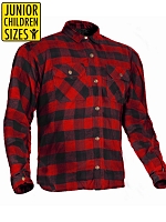 Junior / Barn Flanell Zipper Classic Red/Black Ce Kevlar Skjorta - Mcv