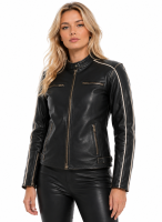 Dam Georgina Black/White Line Skinnjacka Mcv