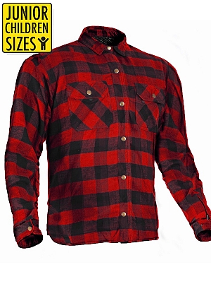 Junior / Barn Flanell Zipper Classic Red/Black Ce Kevlar Skjorta - Mcv
