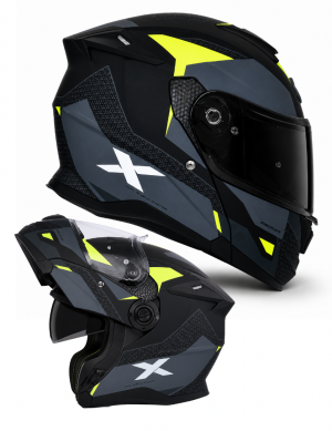 Shiro Dsc Nitro Modular 22.06 Flip Front Matt Black Fluor Öppningsbar Mc Hjälm