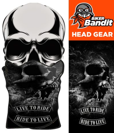 Live To Ride Skull Bandanna Neck Tube Nackvärmare Balaclava