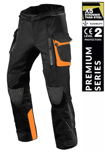 Premium Dynatech Orange/Black Kevlar 17092:2020 Waterproof Mc Allvädersbyxa Mcv
