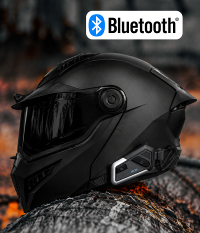 Intercom Ghost Dark Aero Edition 22-06 Matt Black Bluetooth Öppningsbar Mc Hjälm