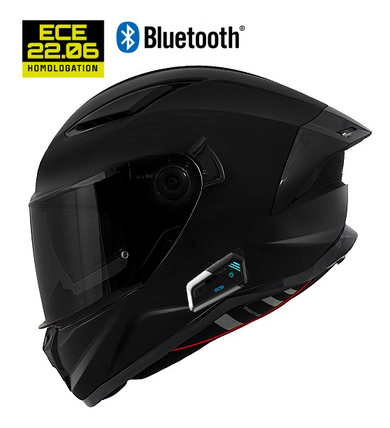 Bluetooth Darkknight Panther Matt Black 9X Solo Solvisir Mc Hjälm
