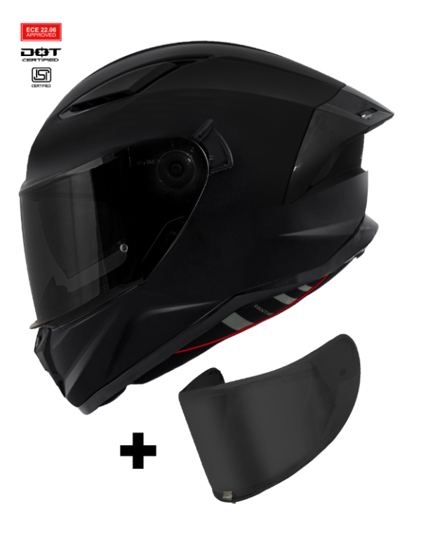 Darkknight Panther + Dark Visor Matt Black Solvisir Mc Hjälm