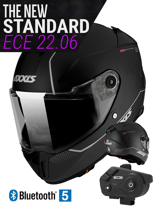 Ece 22-06 Bluetooth Axxis Hawk Matt Black Solvisir Mc Hjälm