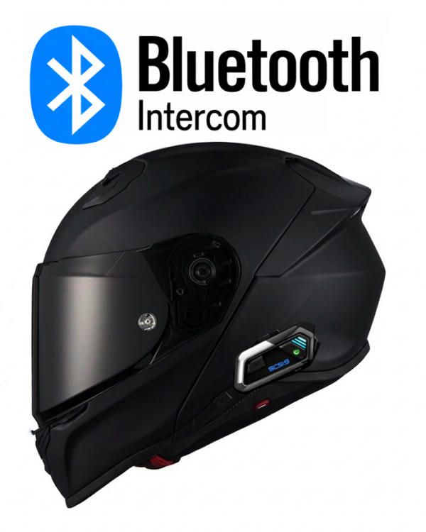 Nighthawk Bluetooth Matt Black S8X Bluetooth 5.1 Mc Hjälm